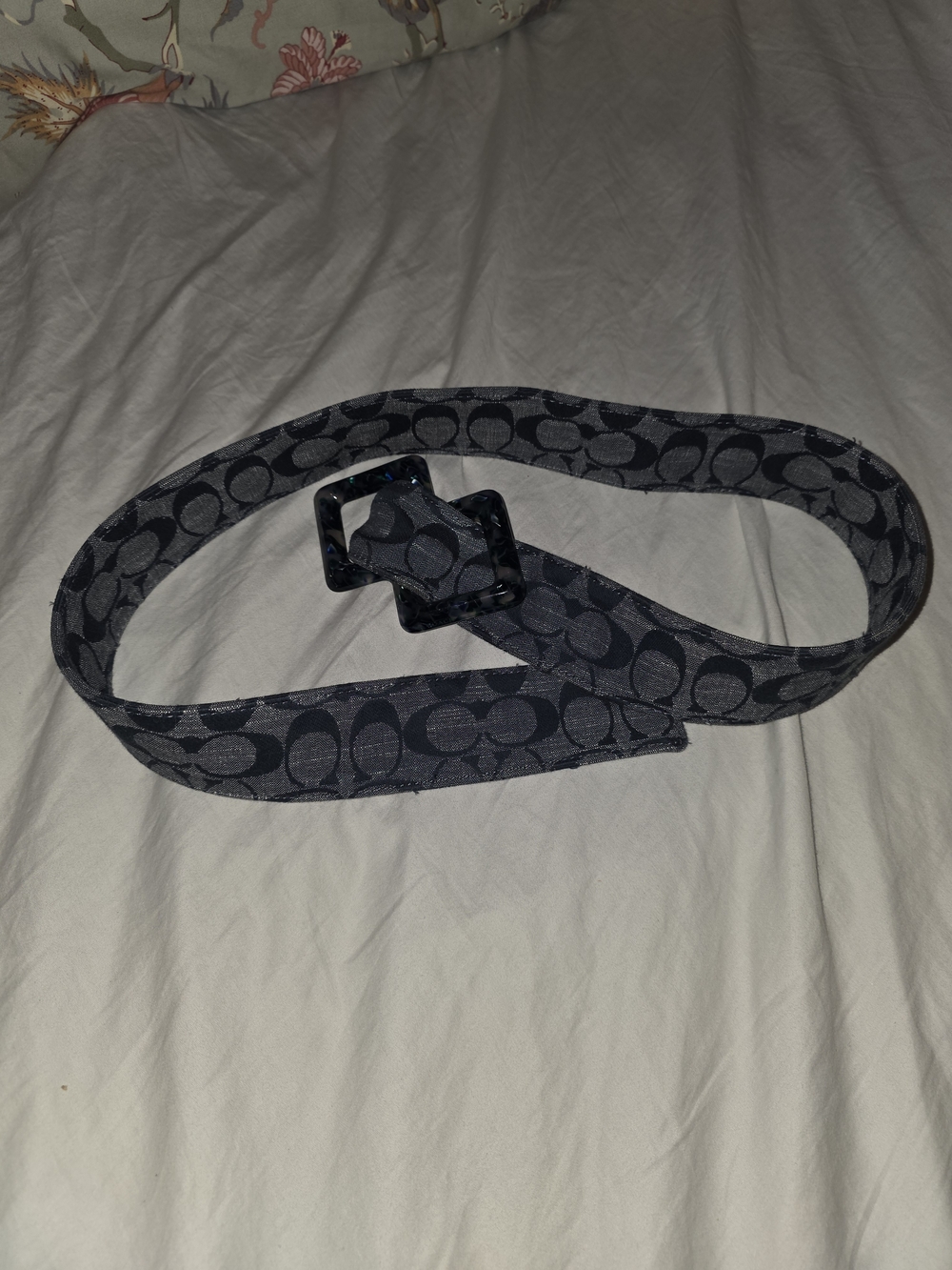 Coach Signature Logo Belt in Charcoal and Black